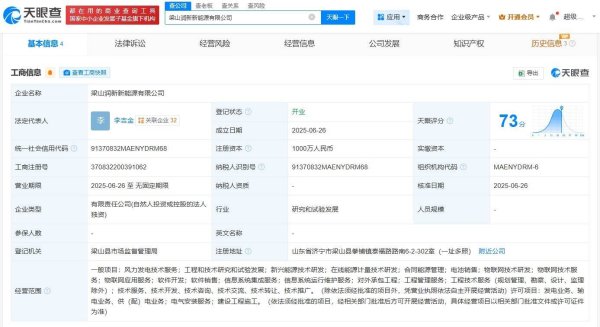 配资网前十名 宁德时代在梁山成立新能源公司 注册资本1000万
